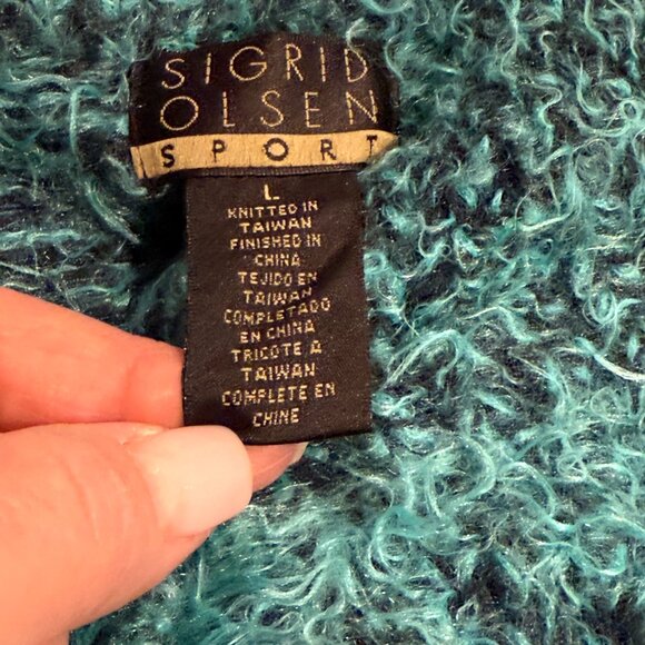 Sigrid Olsen Fuzzy Cardigan Sweater Ombre Blue Wool Artsy Boho LARGE#SOMU6920 - Picture 2 of 15